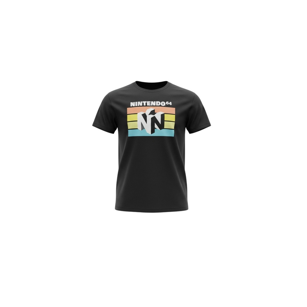 Nintendo T-Shirt Mens Medium Black Retro N64 Logo Graphic Short Sleeve Tee